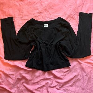 PINK Victoria's Secret Black Ribbed Top